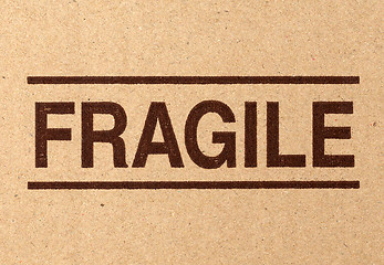 Image showing  fragile symbol on cardboard