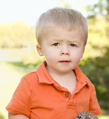 Image showing Cute Young Boy Portrait in The Park