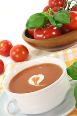 Image showing Tomato soup with a dollop of cream