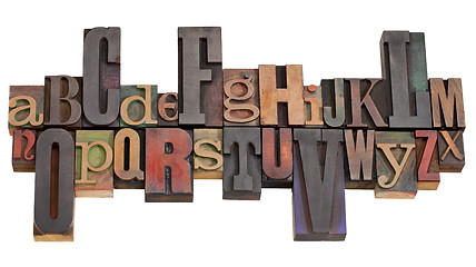 Image showing alphabet in letterpress printing blocks