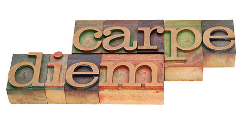 Image showing carpe diem in letterpress type