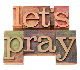 Image showing let us pray in letterpress type