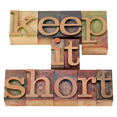 Image showing keep it short in letterpress type