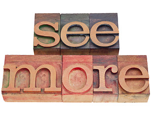 Image showing see more in letterpress type