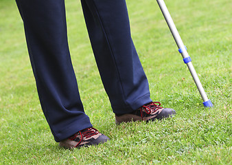 Image showing crutches and legs