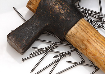 Image showing hammer and nail background