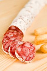 Image showing Spanish fuet salami