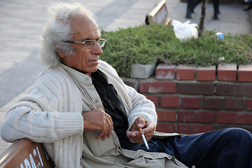 Image showing Aged Turkish Man with a Cigarette