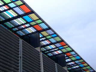 Image showing Colorful graphic on a roof