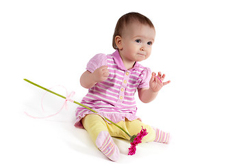 Image showing Cute baby girl in pink