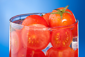 Image showing Close-up allegory of glass with tomato juice