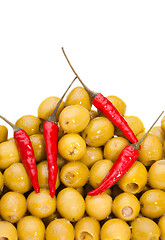 Image showing Olives with pepper