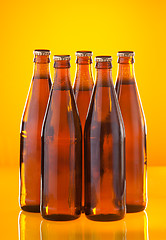 Image showing Five bottles with beer