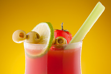 Image showing Close-up of bloody Mary cocktail