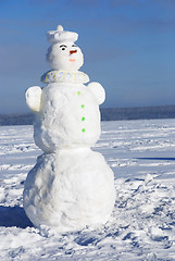 Image showing snowman on a wintry sunny day