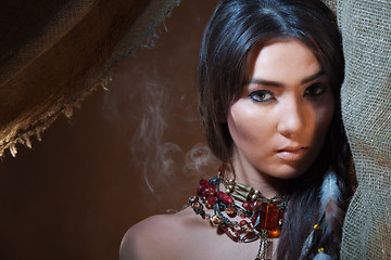 Image showing Lovely and passionate look of American Indian girl