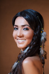 Image showing Smiling American Indian woman