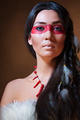 Image showing American Indian with face camouflage