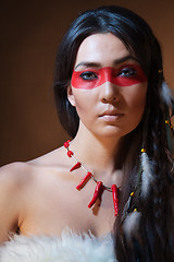 Image showing American Indian with paint face camouflage