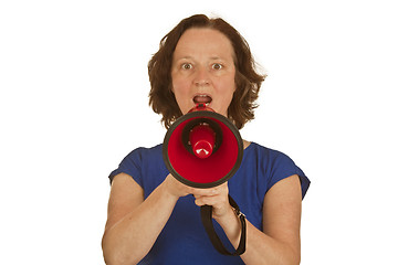 Image showing Woman with megaphone