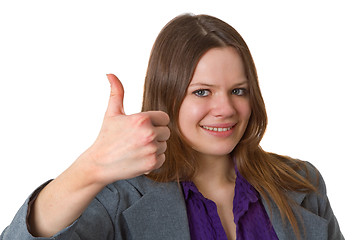 Image showing Businesswoman with thumbs up gesture