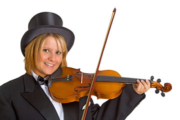 Image showing Young female violinist