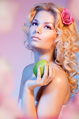 Image showing Idyllic Eva with green apple