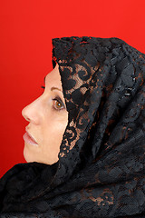 Image showing Lady with lace veil