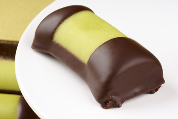 Image showing Marzipan and chocolate roll