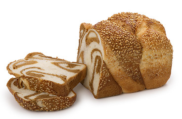 Image showing loaf of  fresh marble wheat bread 