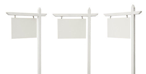 Image showing Set of 3 Different Angled Blank Real Estate Signs on White