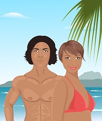 Image showing sexy girl and man on beach