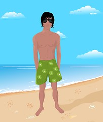 Image showing brawny man on beach
