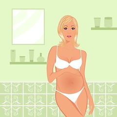 Image showing pregnant women in bathroom