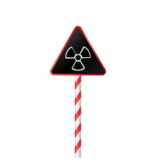 Image showing Illustration the warning symbol of radioactive hazard on road st