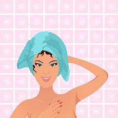 Image showing pretty women in bathroom