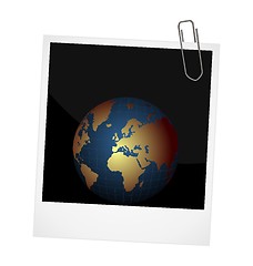 Image showing Illustration of our planet on photo frame background