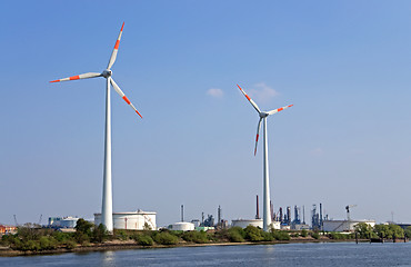 Image showing wind power and refinery