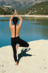 Image showing Early morning yoga