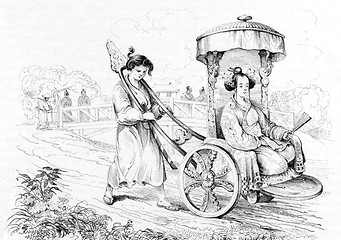 Image showing Japanese Lady in Chariot