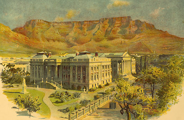 Image showing Parliament House and Table Mountain in Cape Town