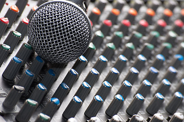 Image showing Texture of a sound mixer with microphone