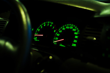 Image showing Closeup speedometer of the car