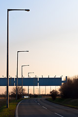 Image showing Old road with copyspace sign