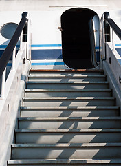 Image showing Ramp of an airplane with opened door