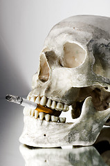 Image showing Skull with burning cigarette in mouth