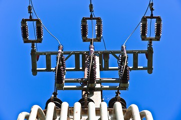 Image showing Power line against blue sky