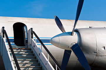 Image showing Ramp of an airplane with opened door