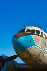 Image showing Close up view of a propeller airplane