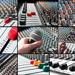 Image showing Audio mixer tileset with microphone and sliders